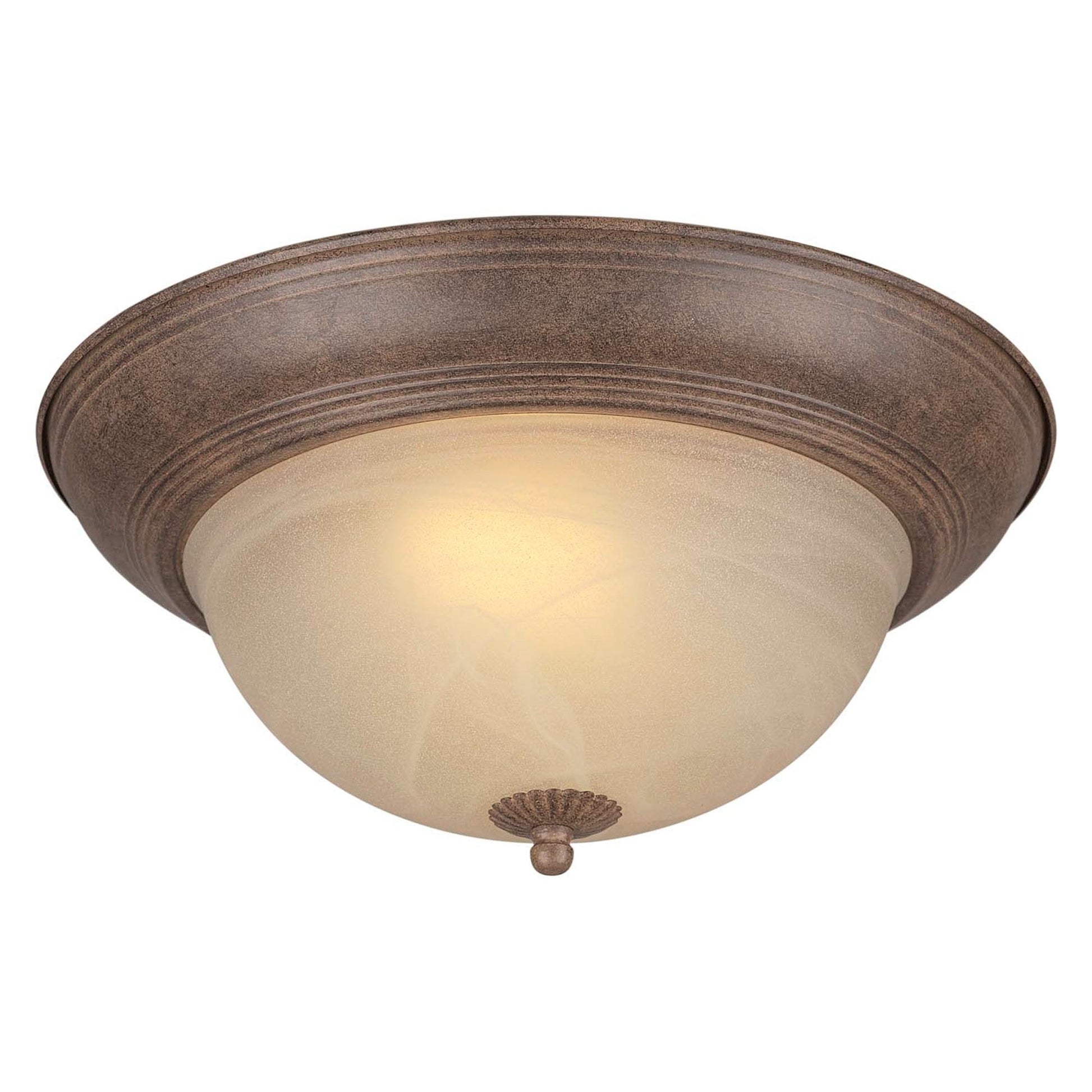 Forte Lighting Brandi 13" 2-Light Steel Chestnut Finish Flush Mount With Umber Cloud Glass Shade