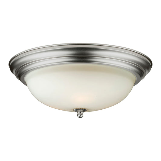 Forte Lighting Brandi 16" 3-Light Steel Brushed Nickel Flush Mount With White Glass Shade