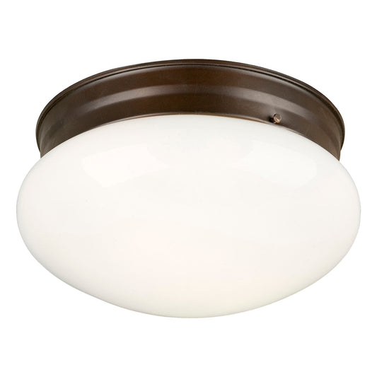 Forte Lighting Button 10" 2-Light Steel Antique Bronze Flush Mount With Opal Glass Shade