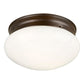 Forte Lighting Button 8" 1-Light Steel Antique Bronze Flush Mount With Opal Glass Shade