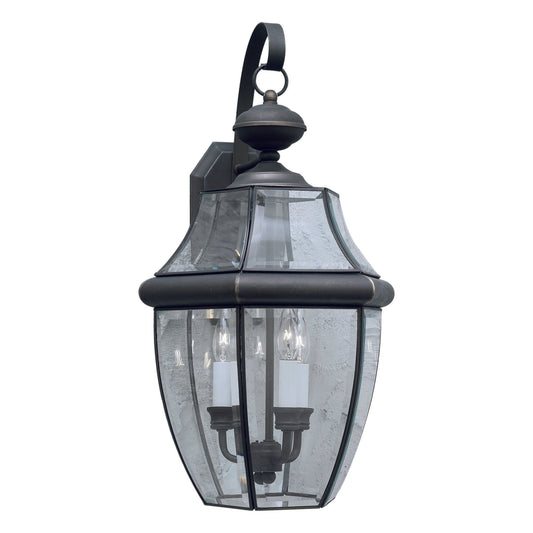 Forte Lighting Cambridge 12" 3-Light Brass Royal Bronze Outdoor Wall Light With Clear Beveled Glass Panel Shade