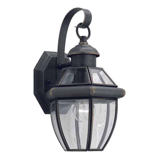 Forte Lighting Cambridge 7" Brass Royal Bronze Outdoor Wall Light With Clear Beveled Glass Panel Shade