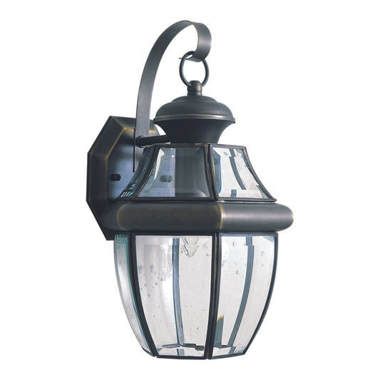 Forte Lighting Cambridge 8" Brass Royal Bronze Outdoor Wall Light With Clear Beveled Glass Panel Shade