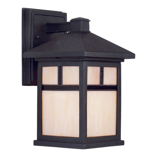 Forte Lighting Cardiff 6" Die Cast Aluminum Black Dark Sky Light With Honey Glass Panels Shade