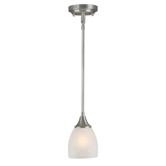 Forte Lighting Carson 5" Steel Brushed Nickel Mini Pendant With White Linen Glass Shade
