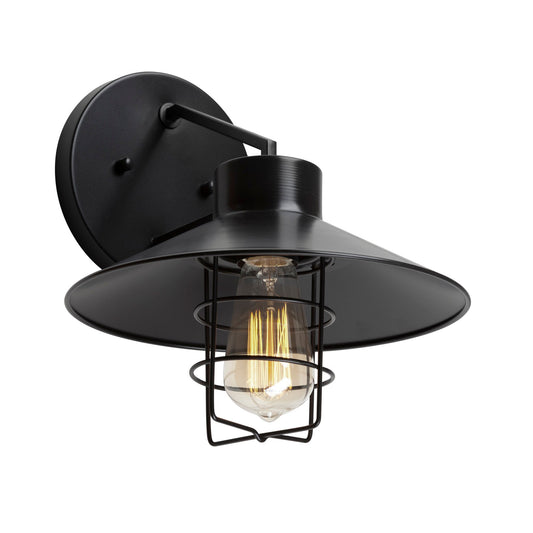 Forte Lighting Casey 10" Steel Black Outdoor Wall Light With Metal Shade