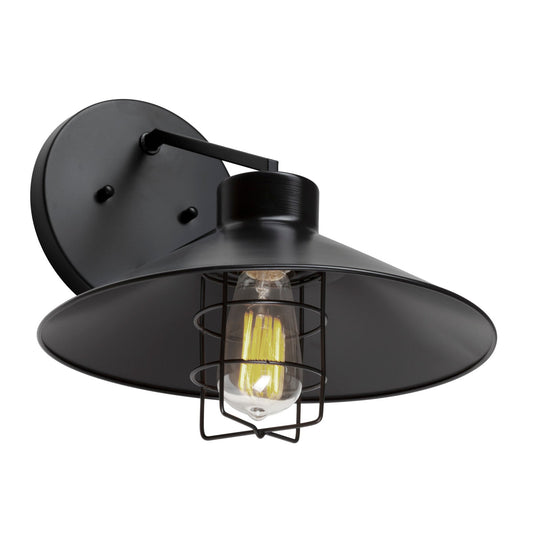 Forte Lighting Casey 12" Steel Black Outdoor Wall Light With Metal Shade