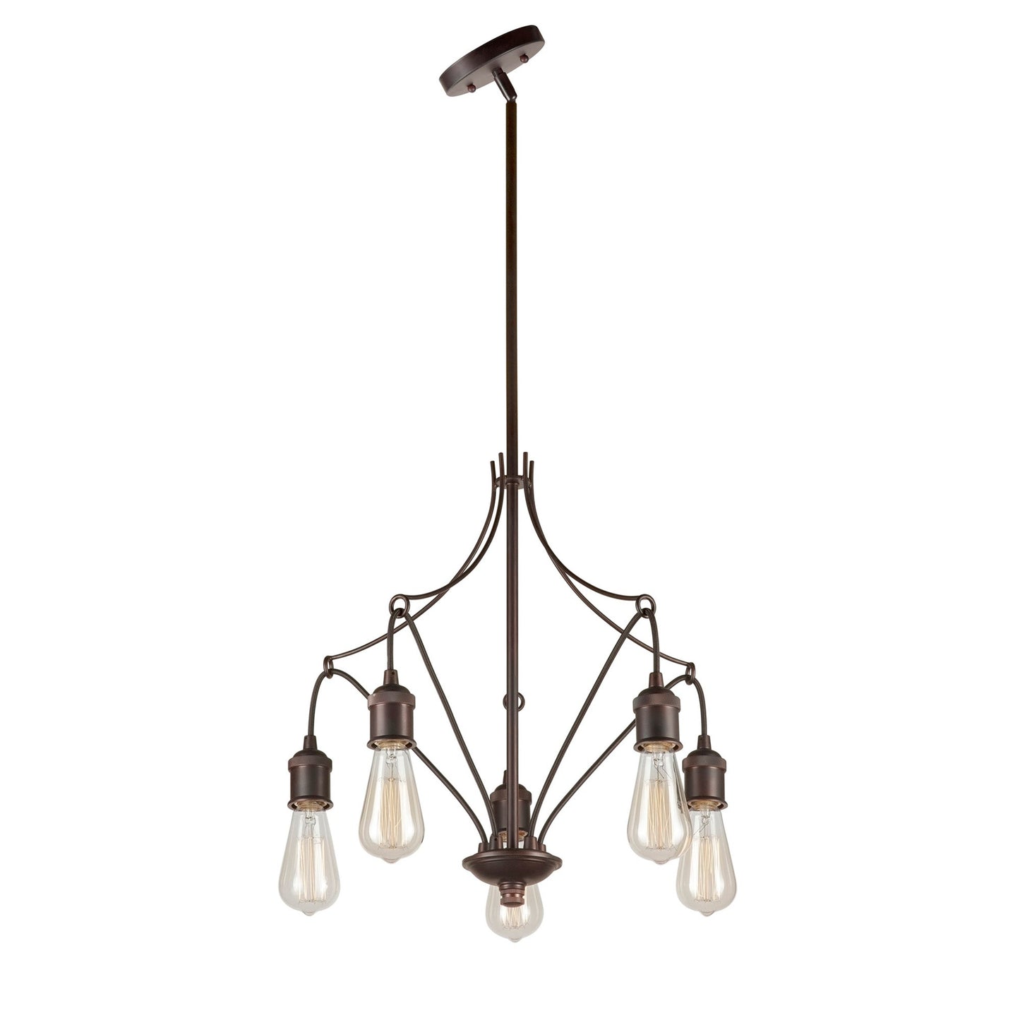 Forte Lighting Cedrick 18" 5-Light Steel Round Chandelier In Antique Bronze Finish