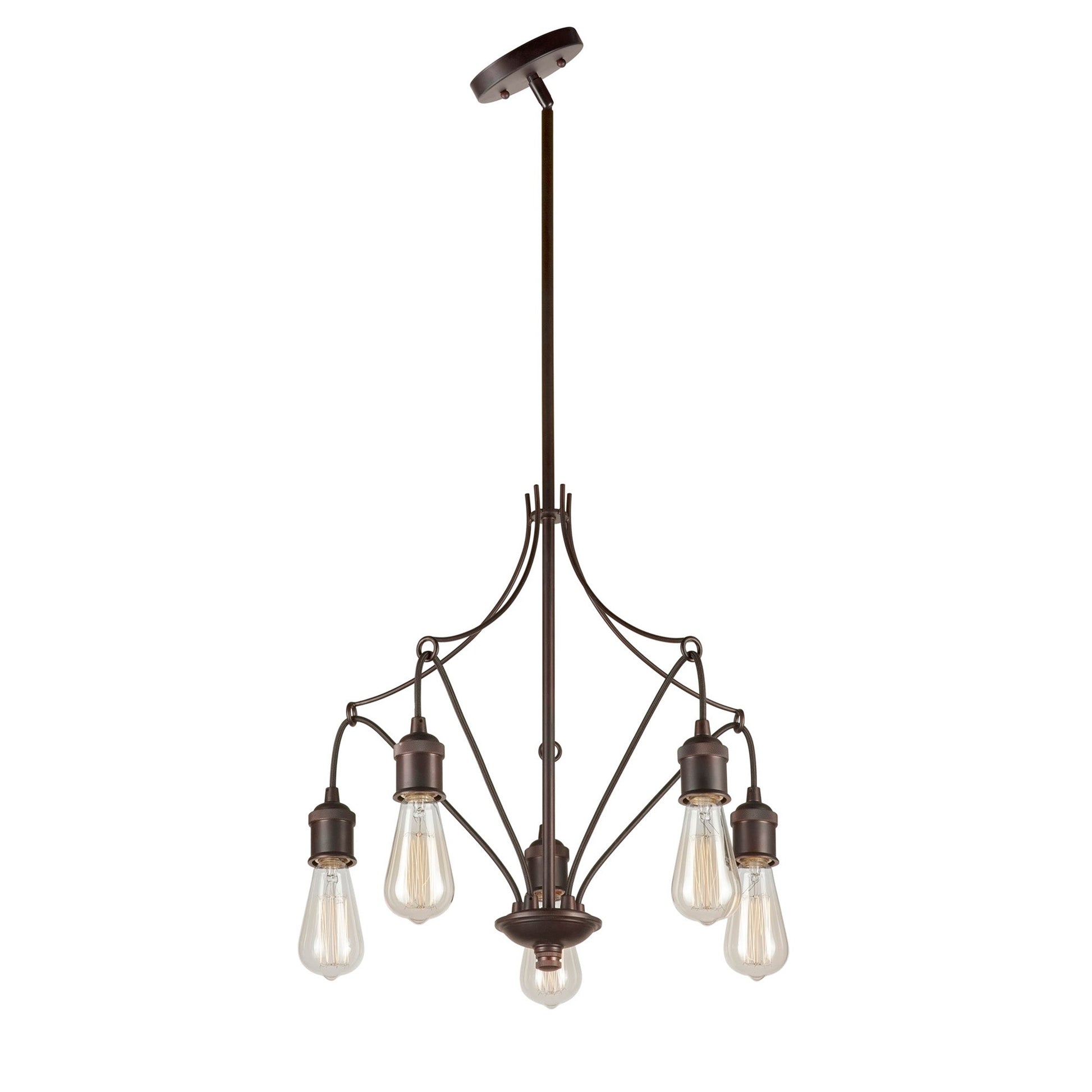 Forte Lighting Cedrick 18" 5-Light Steel Round Chandelier In Antique Bronze Finish