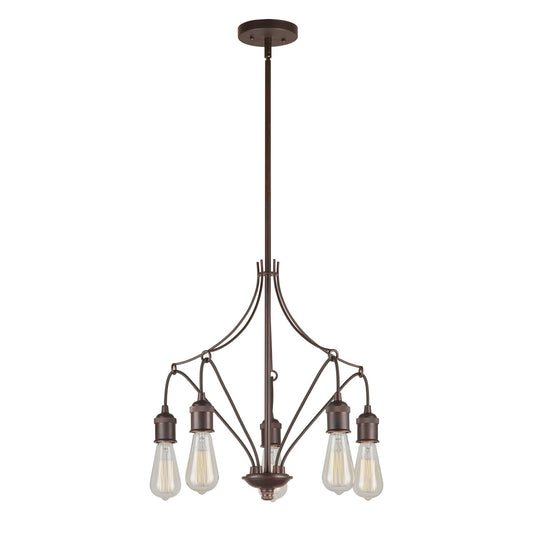 Forte Lighting Cedrick 18" 5-Light Steel Round Chandelier In Antique Bronze Finish