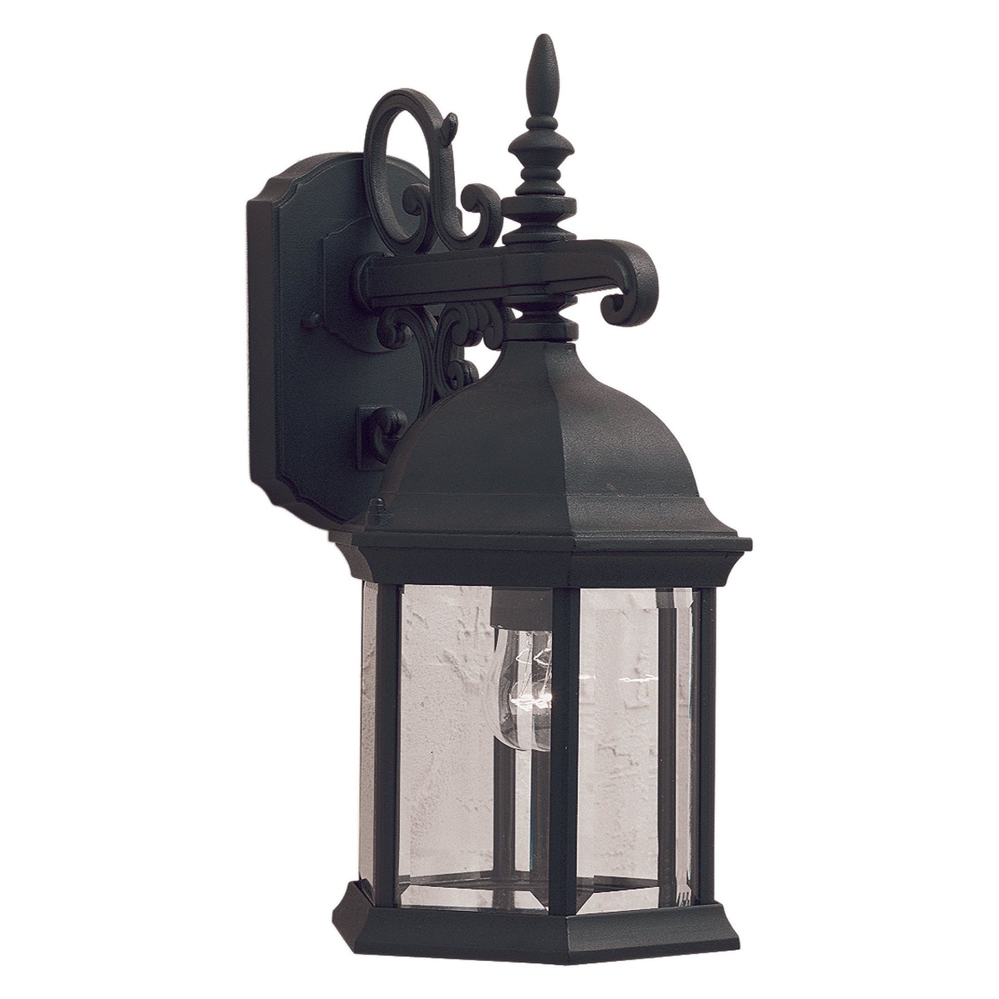 Forte Lighting Chester 8" 1-Light Die Cast Aluminum Black Outdoor Wall Light With Clear Beveled Glass Panels Shade