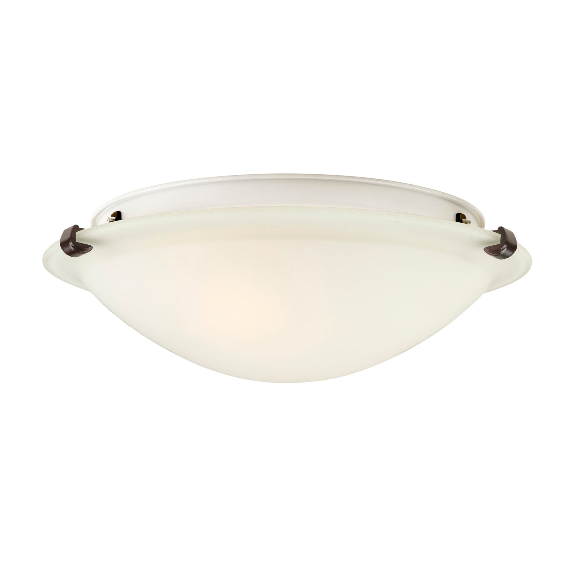 Forte Lighting Cirrus 12" 2-Light Steel Antique Bronze Flush Mount With White Glass Shade