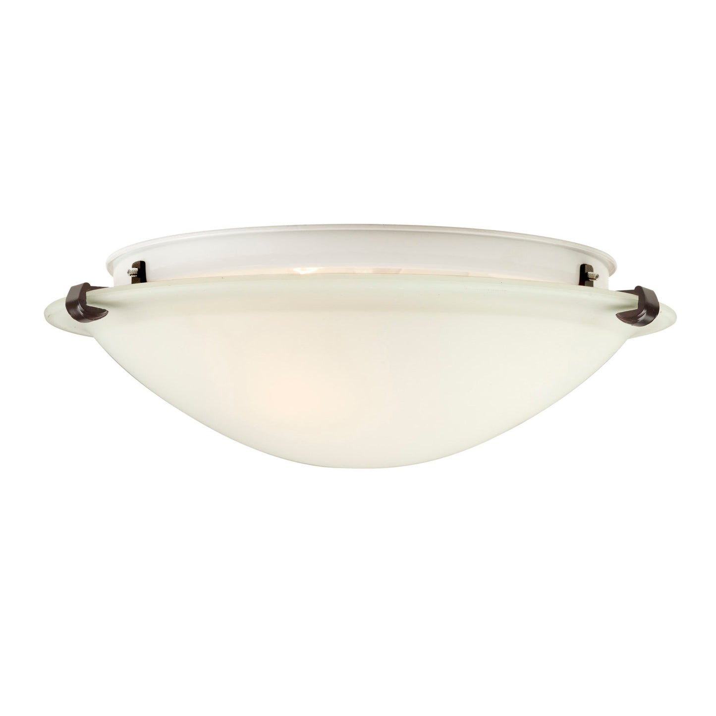 Forte Lighting Cirrus 12" 2-Light Steel Antique Bronze Flush Mount With White Glass Shade