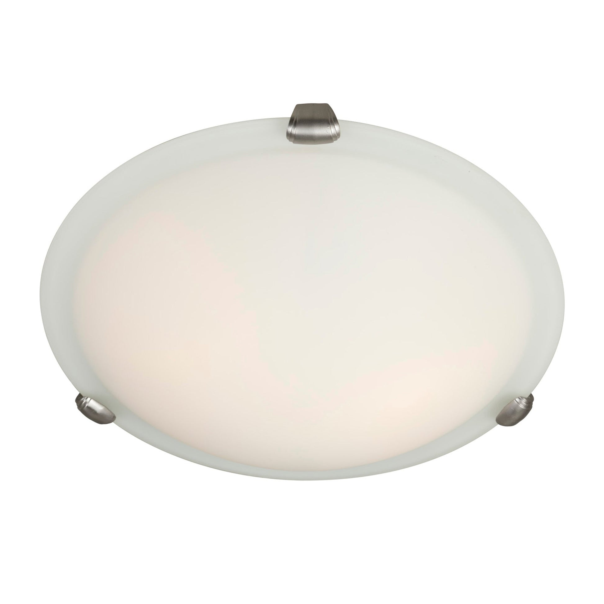 Forte Lighting Cirrus 12" 2-Light Steel Brushed Nickel Flush Mount With White Glass Shade