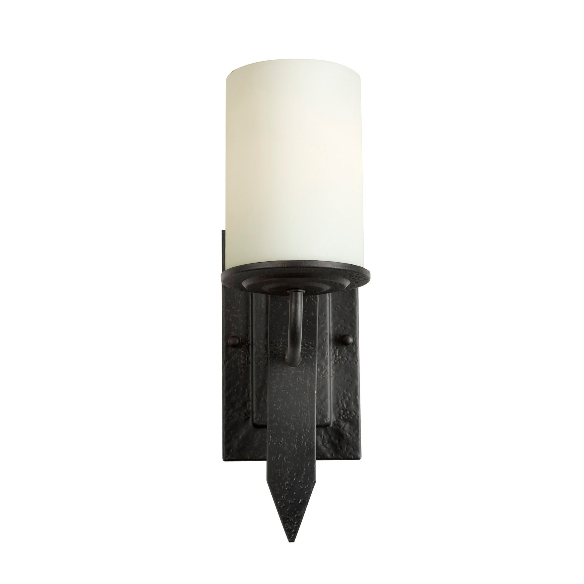 Forte Lighting Clark 5" 1-Light Steel Black Wall Sconce With Satin Opal Glass Shade