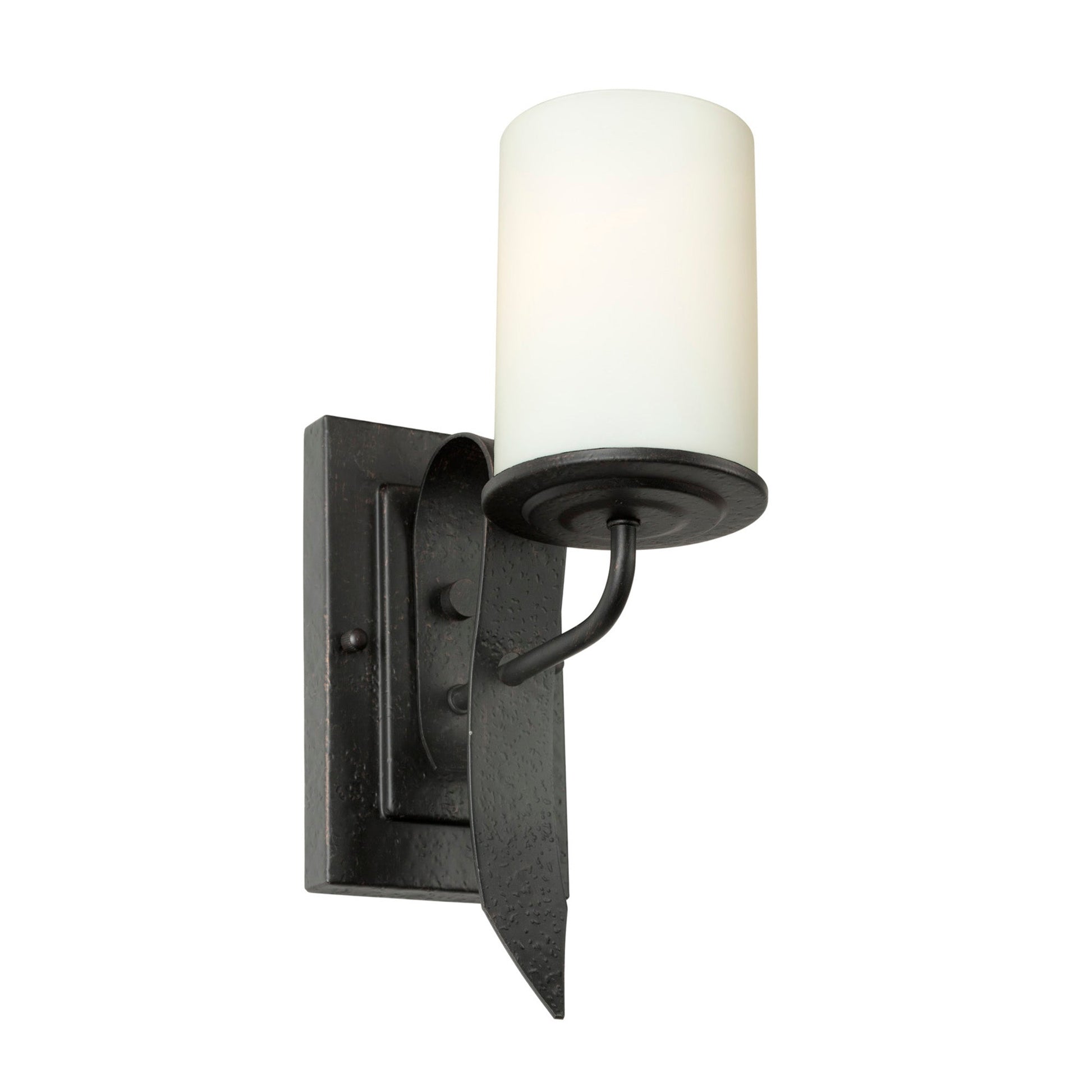 Forte Lighting Clark 5" 1-Light Steel Black Wall Sconce With Satin Opal Glass Shade