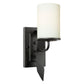 Forte Lighting Clark 5" 1-Light Steel Black Wall Sconce With Satin Opal Glass Shade