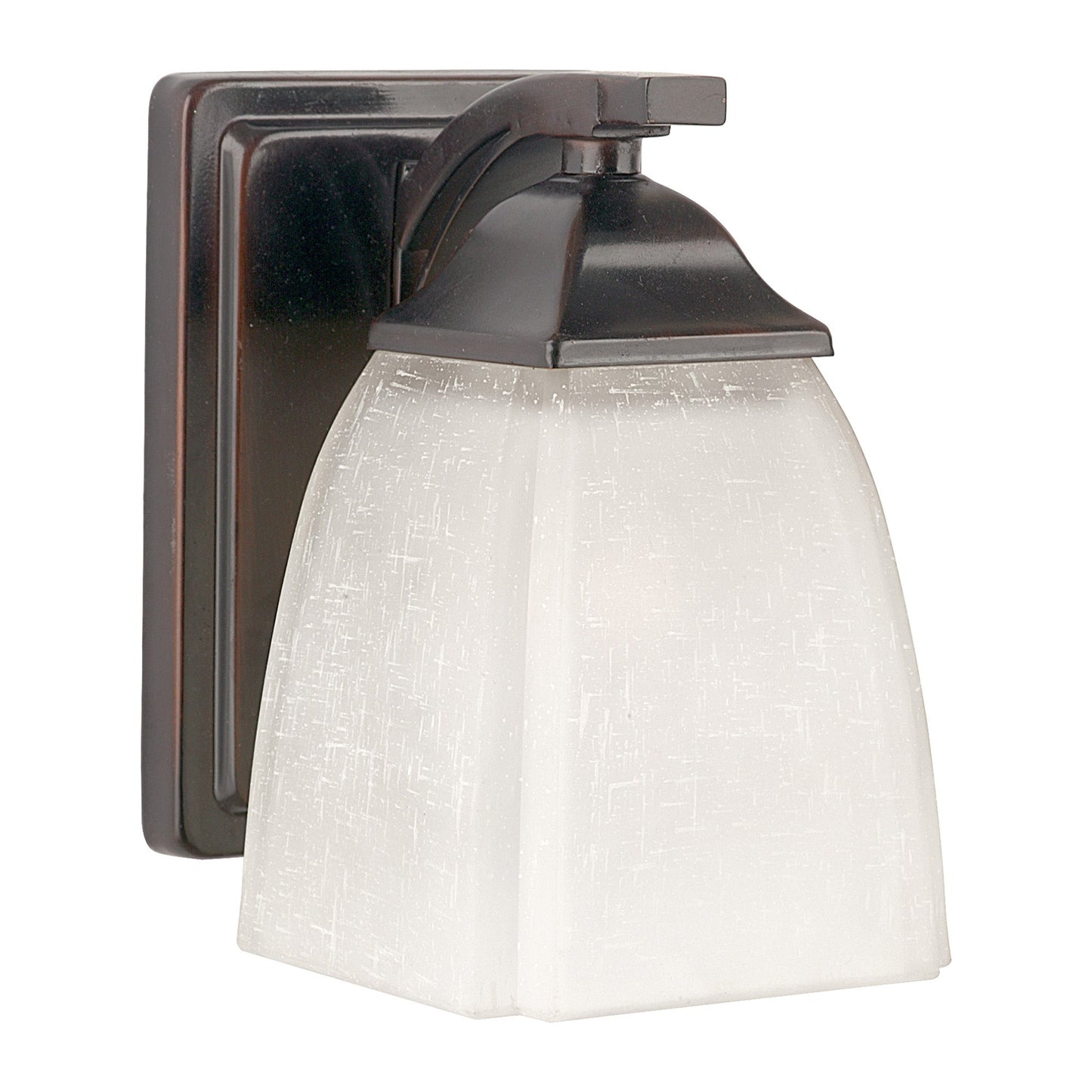 Forte Lighting Clayton 9" 1-Light Steel Antique Bronze Wall Sconce With White Linen Glass Shade