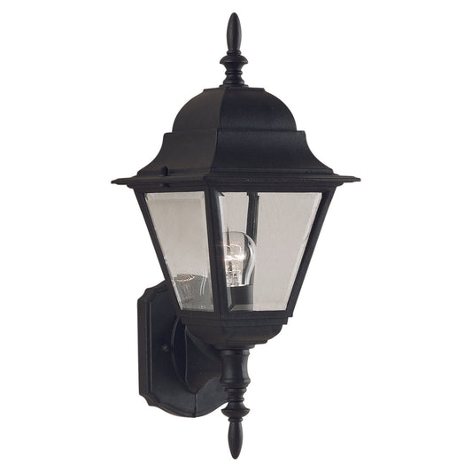 Forte Lighting Coach 6" 1-Light Die Cast Aluminum Black Outdoor Wall Light With Clear Beveled Glass Panels Shade