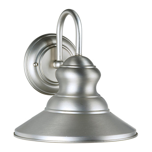 Forte Lighting Colfax 9" Steel Brushed Nickel Outdoor Dark Sky Wall Light With Metal Shade