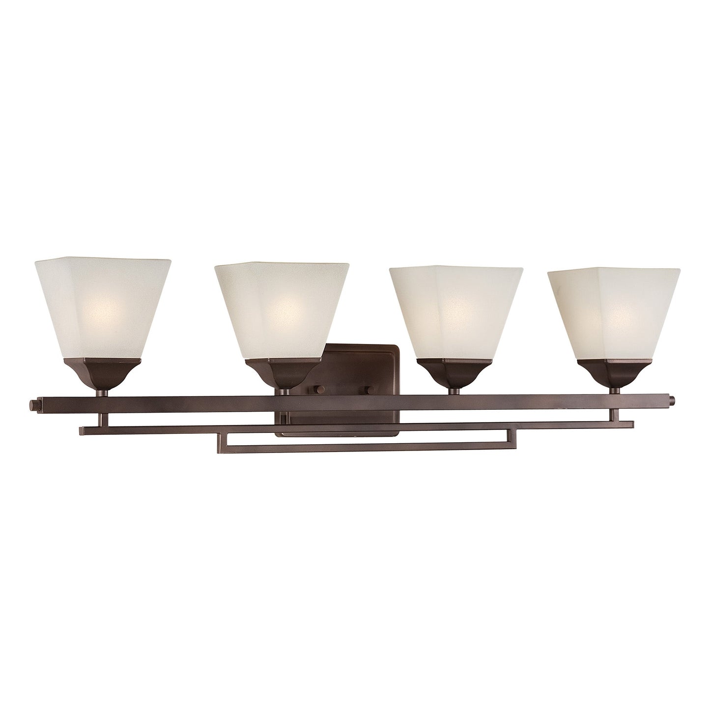 Forte Lighting Colton 34" 4-Light Steel Antique Bronze Bath Bar With Satin White Glass Shades