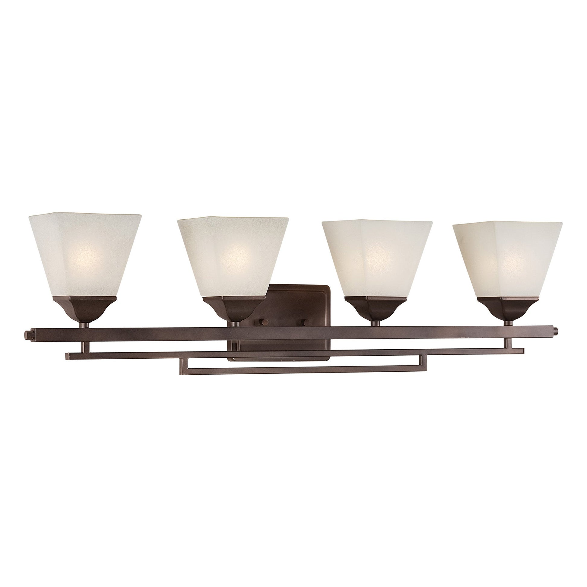 Forte Lighting Colton 34" 4-Light Steel Antique Bronze Bath Bar With Satin White Glass Shades