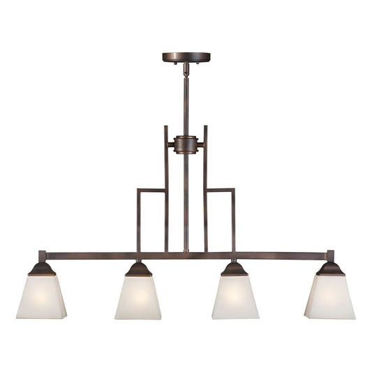Forte Lighting Colton 35" 4-Light Steel Linear Antique Bronze Pendant With Satin White Glass Shades