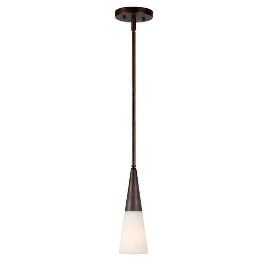 Forte Lighting Conan 5" Steel Antique Bronze Mini Pendant With Satin White Glass Shade