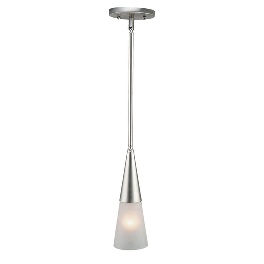 Forte Lighting Conan 5" Steel Brushed Nickel Mini Pendant With Satin White Glass Shade