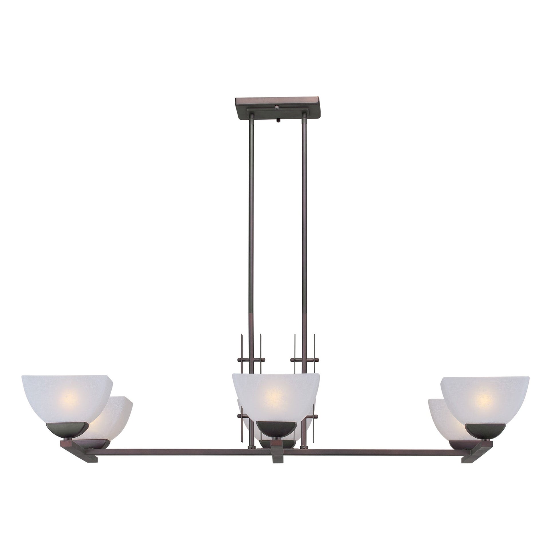 Forte Lighting Cora 43" 6-Light Steel Antique Bronze Chandelier With White Linen Glass Shades