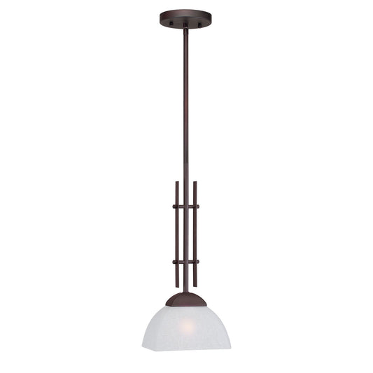 Forte Lighting Cora 5" Steel Antique Bronze Mini Pendant With White Linen Glass Shade