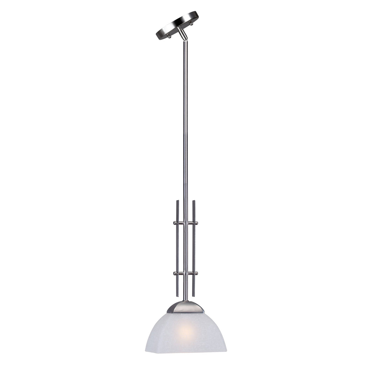 Forte Lighting Cora 5" Steel Brushed Nickel Mini Pendant With White Linen Glass Shade