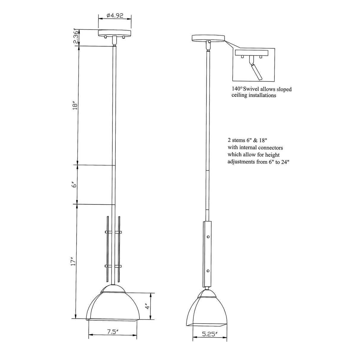 Forte Lighting Cora 5" Steel Brushed Nickel Mini Pendant With White Linen Glass Shade