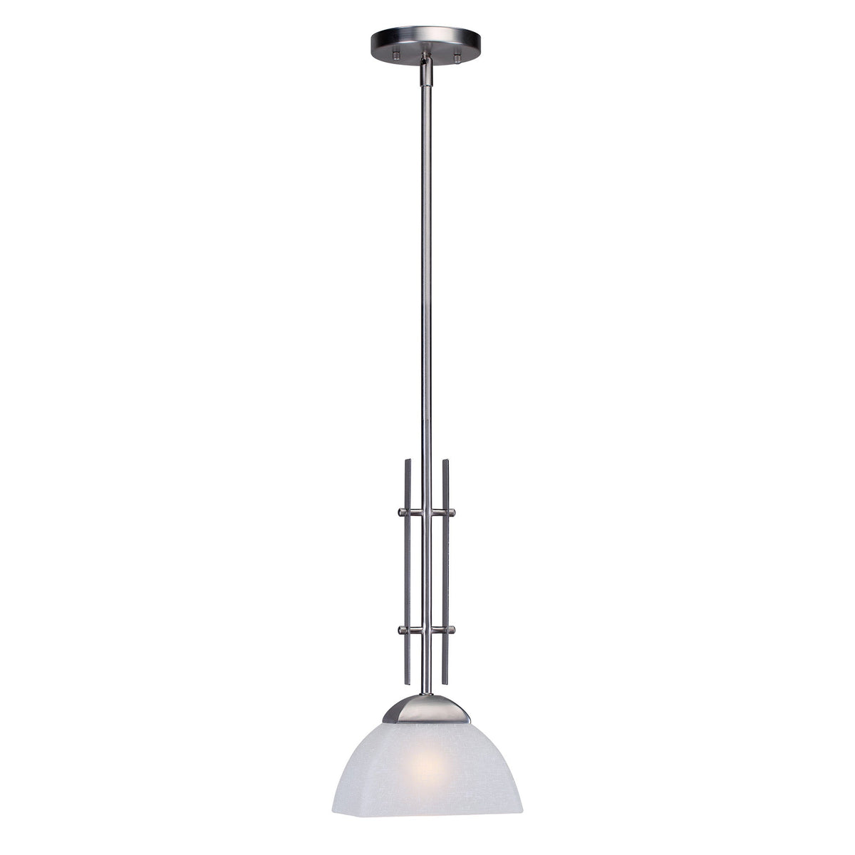 Forte Lighting Cora 5" Steel Brushed Nickel Mini Pendant With White Linen Glass Shade