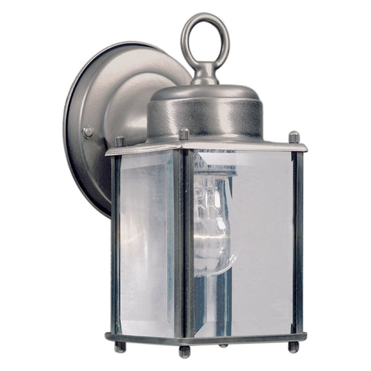 Forte Lighting Cube 5" Brass Olde Nickel Outdoor Wall Light With Clear Beveled Glass Panels Shade