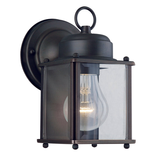 Forte Lighting Cube 5" Brass Royal Bronze Outdoor Wall Light With Clear Beveled Glass Panels Shade