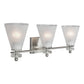 Forte Lighting Cyndy 26" 3-Light Steel Brushed Nickel Bath Bar With Clear Outer & Sandblast Inner Glass Shades