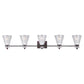 Forte Lighting Cyndy 46" 5-Light Steel Antique Bronze Bath Bar With Clear Outer & Sandblast Inner Glass Shades