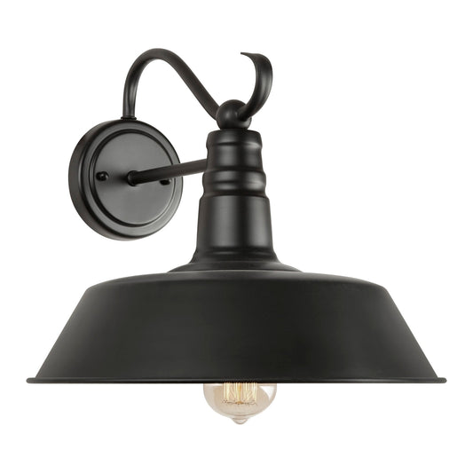 Forte Lighting Dale 14" Steel Black Outdoor Wall Light With Metal Shade