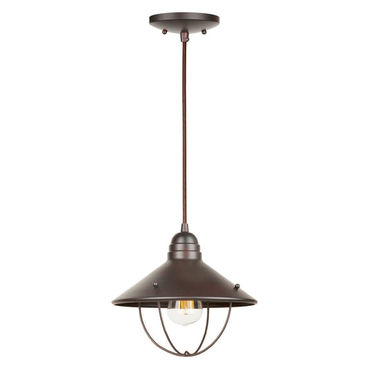Forte Lighting Dalyn 11" Steel Antique Bronze Pendant With Metal Shade