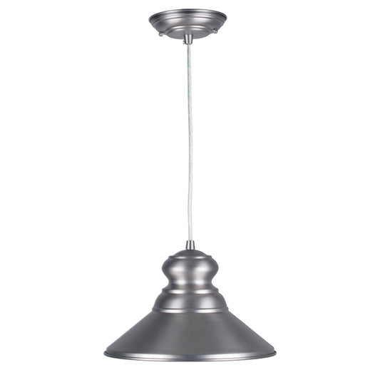 Forte Lighting Dalyn 12" Steel Brushed Nickel Pendant With Metal Shade