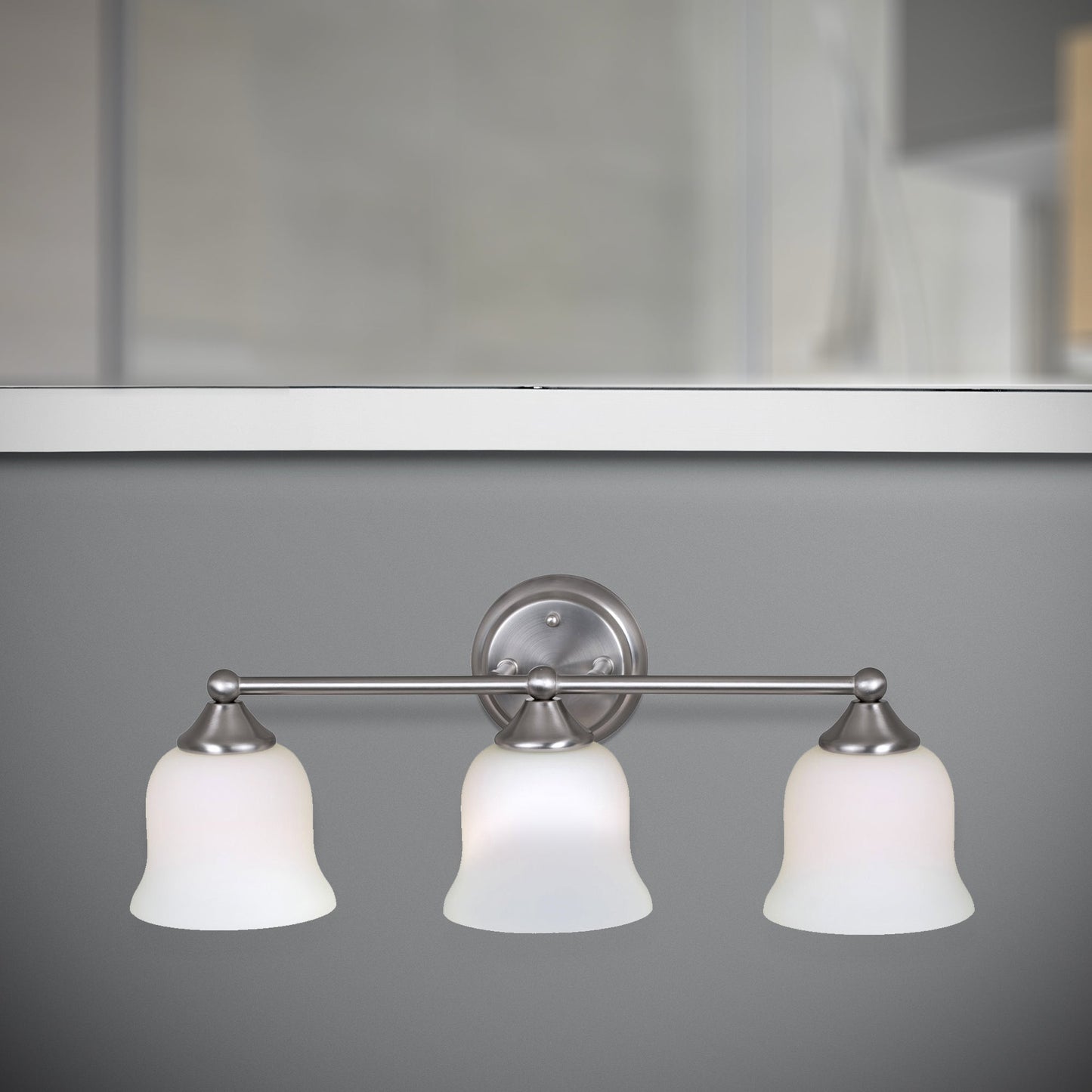 Forte Lighting Dani 24" 3-Light Steel Brushed Nickel Bath Bar With Satin Opal Glass Shades