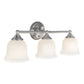 Forte Lighting Dani 24" 3-Light Steel Brushed Nickel Bath Bar With Satin Opal Glass Shades