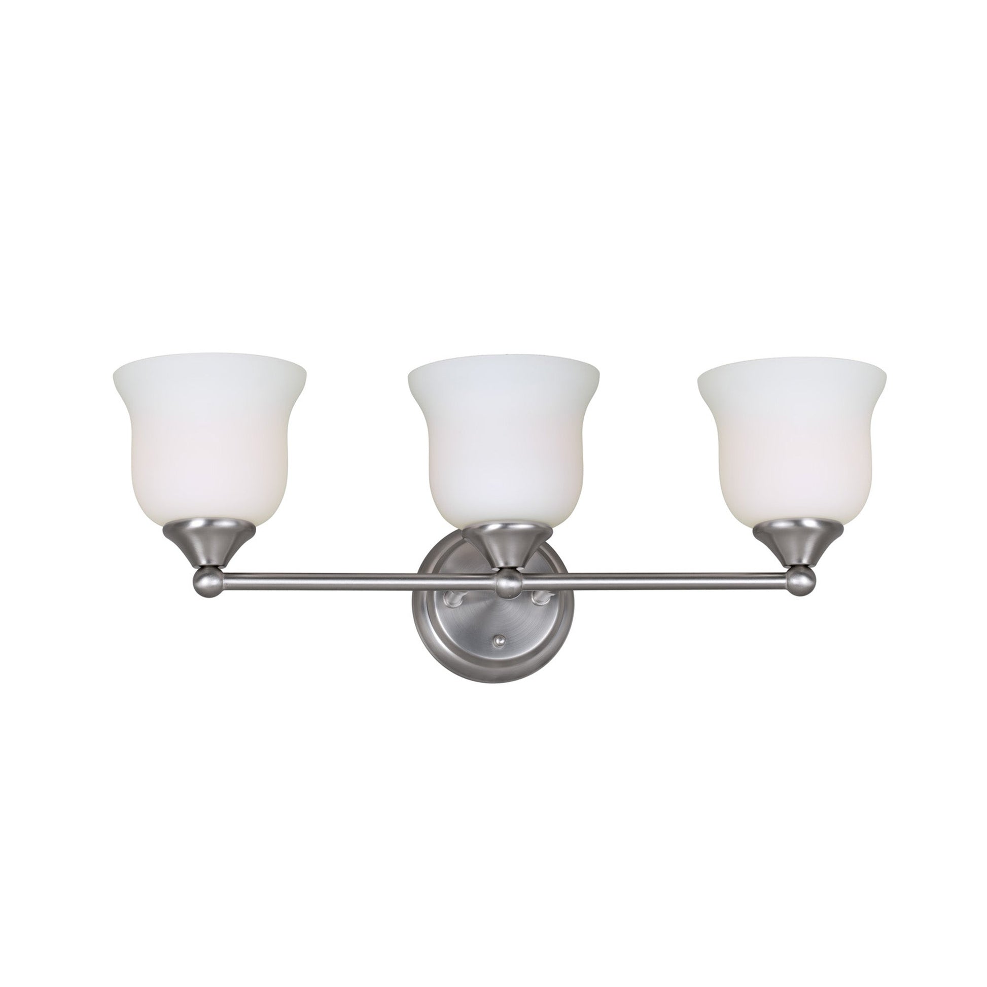 Forte Lighting Dani 24" 3-Light Steel Brushed Nickel Bath Bar With Satin Opal Glass Shades