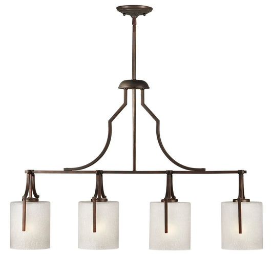 Forte Lighting Dax 36" 4-Light Steel Antique Bronze Mini Pendant With White Linen Glass Shades