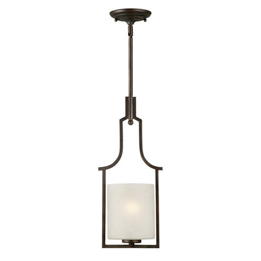 Forte Lighting Dax 6" Steel Antique Bronze Mini Pendant With White Linen Glass Shade