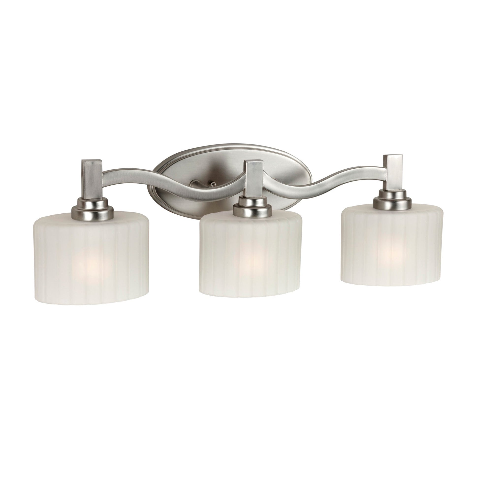 Forte Lighting Dayton 24" 3-Light Steel Brushed Nickel Bath Bar With Satin White Oval Glass Shades