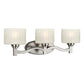 Forte Lighting Dayton 24" 3-Light Steel Brushed Nickel Bath Bar With Satin White Oval Glass Shades