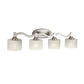 Forte Lighting Dayton 33" 4-Light Steel Brushed Nickel Bath Bar With Satin White Oval Glass Shades