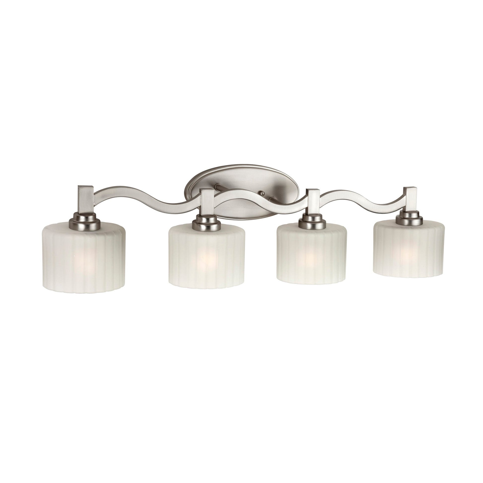 Forte Lighting Dayton 33" 4-Light Steel Brushed Nickel Bath Bar With Satin White Oval Glass Shades